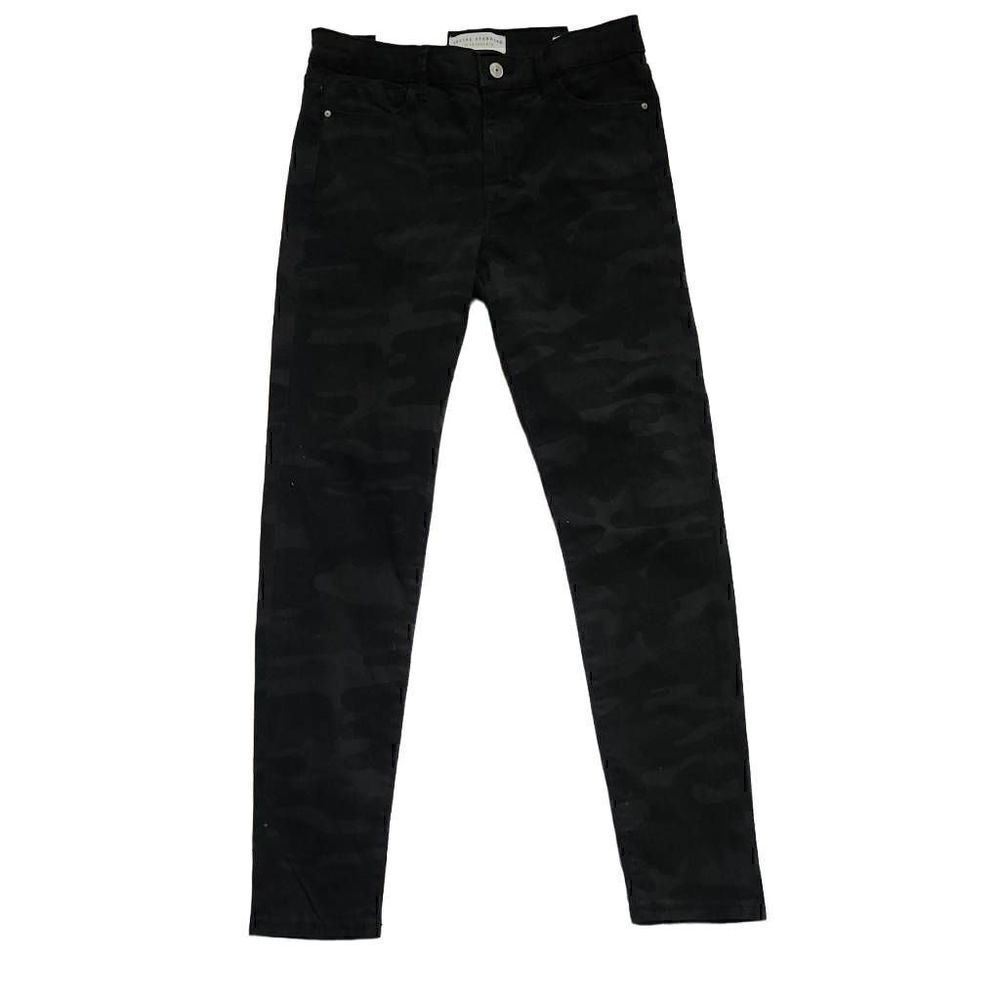 Social Standard by Sanctuary Ladies Mid-Rise Ankle Skinny Black Camo Jeans - Siz